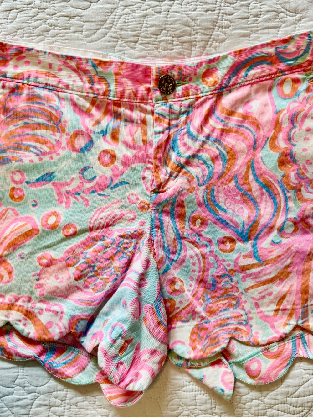 Lilly Pulitzer Pink, Coral, Aqua High Waist Shorts